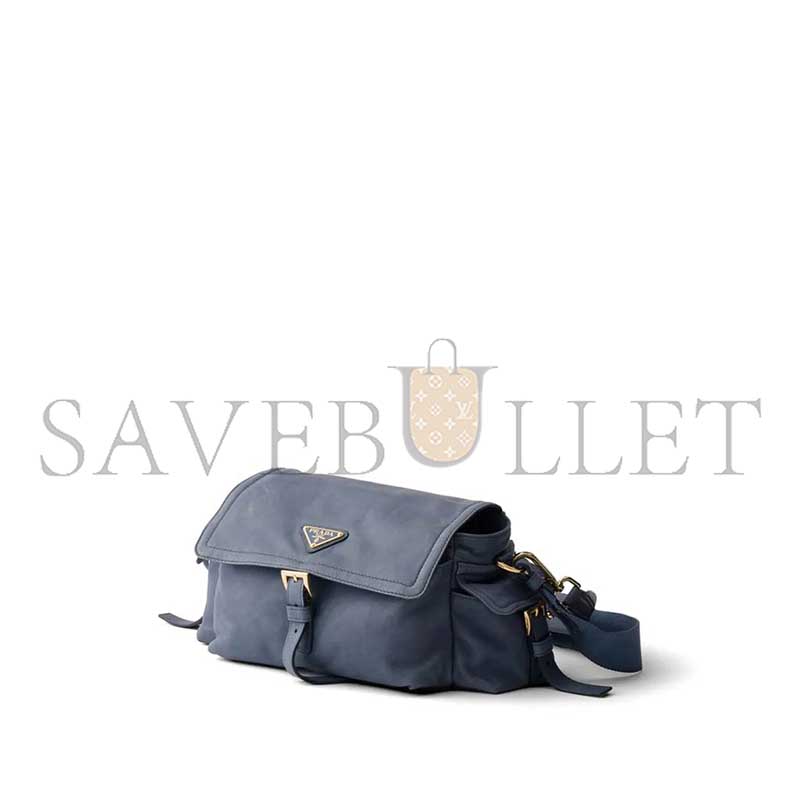 PRADA BLUE EXPLORE MEDIUM NAPPA LEATHER SHOULDER BAG WITH FLAP 1BD394 (30*14*10cm)